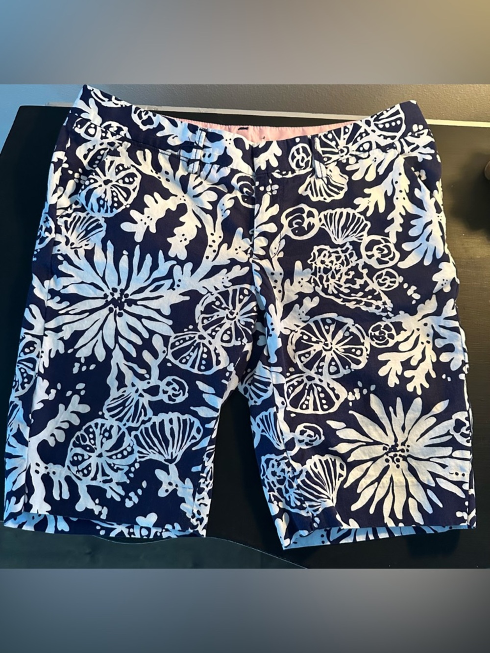Navy & White Lilly Pulitzer Floral Sea Life Shorts